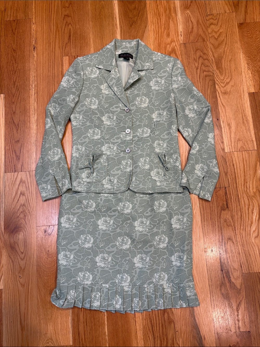 Blacker by Stanley Blacker Jacquard 2-Piece Skirt Suit, Size 8